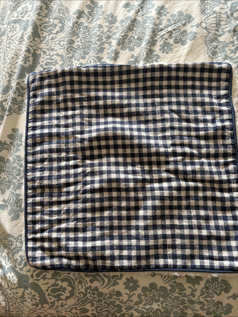 Pottery Barn Classic Gingham Navy and White Home Accent Cushion Cover